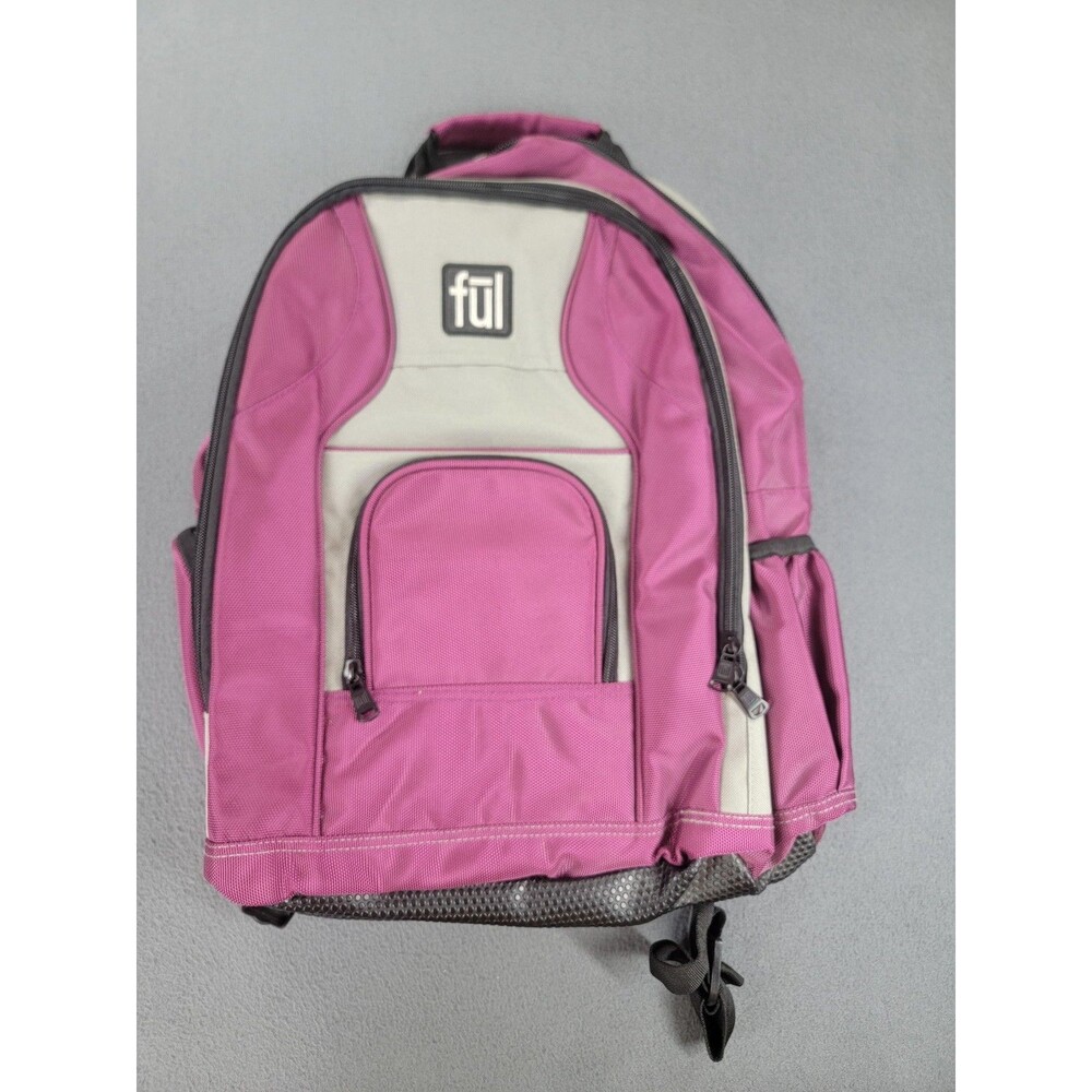 Ful Backpack Pink Gray Laptop Padded Straps‎ School Bag Organizer Pockets